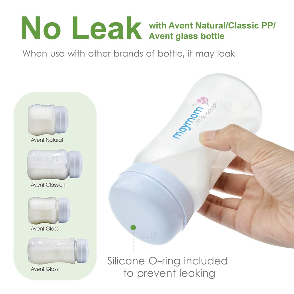 Wide-Mouth Milk Storage Collection Bottle with Travel Cap and Sealing Ring ; Can Replace Spectra S1 S2 Avent Natural Classic Bottles, Motif Luna, Twist Ameda MYA Bottle; 4pc