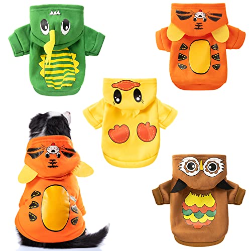 4 Pieces Halloween Dog Clothes Winter Pet Dog Hoodie Puppy Coat Fleece Dog Sweaters with Hat Chihuahua Cartoon Sweatshirts Costume Outfit for Small Large Dogs Cats(XS)