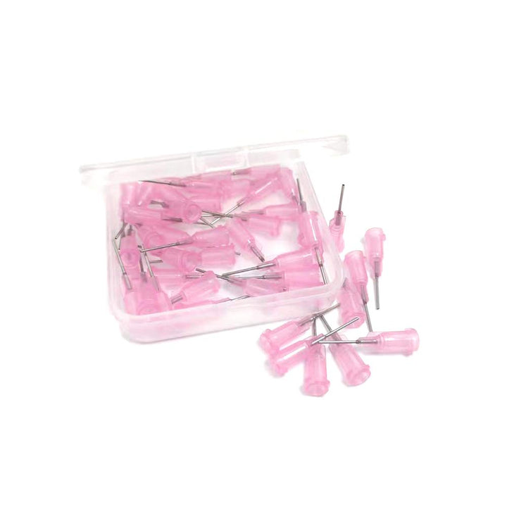 - 20GA 1/2 Inch Dispensing Needle - Blunt Tip Luer Lock - Fluid Manifold Channel - 50 PCS,Pink