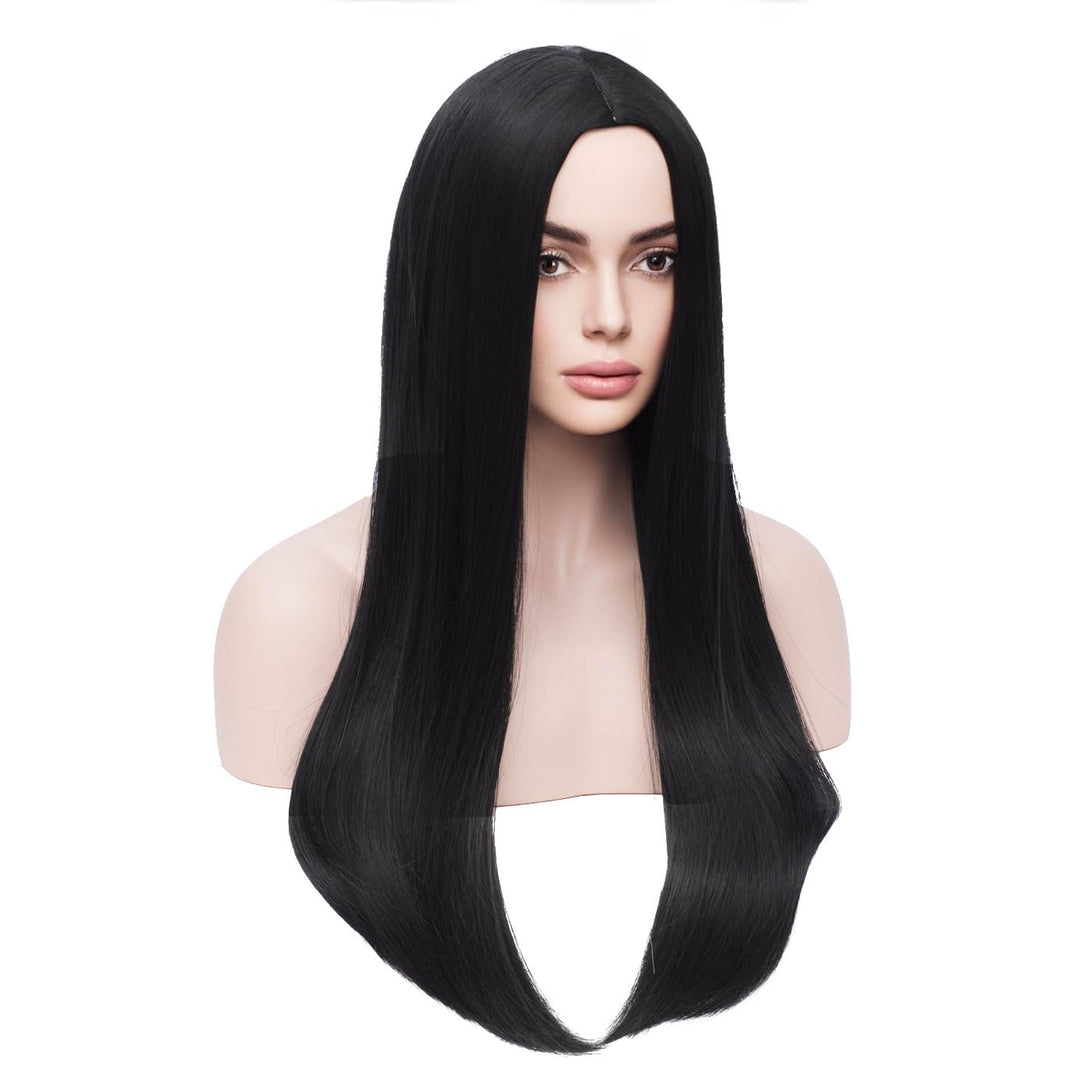 Blonde Ombre Long Straight Wigs for Women Girls Dark Roots Ash Blonde Synthetic Wigs for Daily Party Wig Cap Included