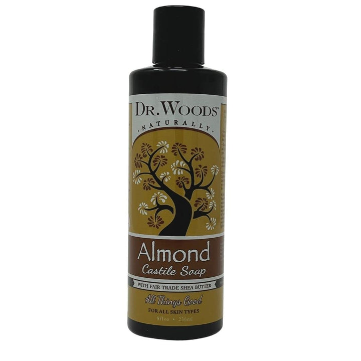 Pure Almond Liquid Castile Soap with Organic Shea Butter, 8 Ounce