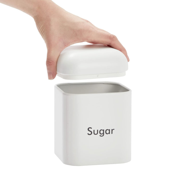 4-Piece White Stainless Steel Kitchen Canister Set, Countertop Storage for Tea, Coffee, Sugar, Flour (40oz)