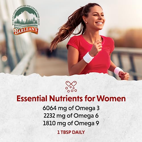 Barlean's Essential Woman Chocolate Mint Liquid Supplement from Flaxseed, Evening Primrose Oil & Soy Isoflavones, Omega 3 6 9 and GLA, Hormonal Balance & Healthy Hair and Skin, 16 oz