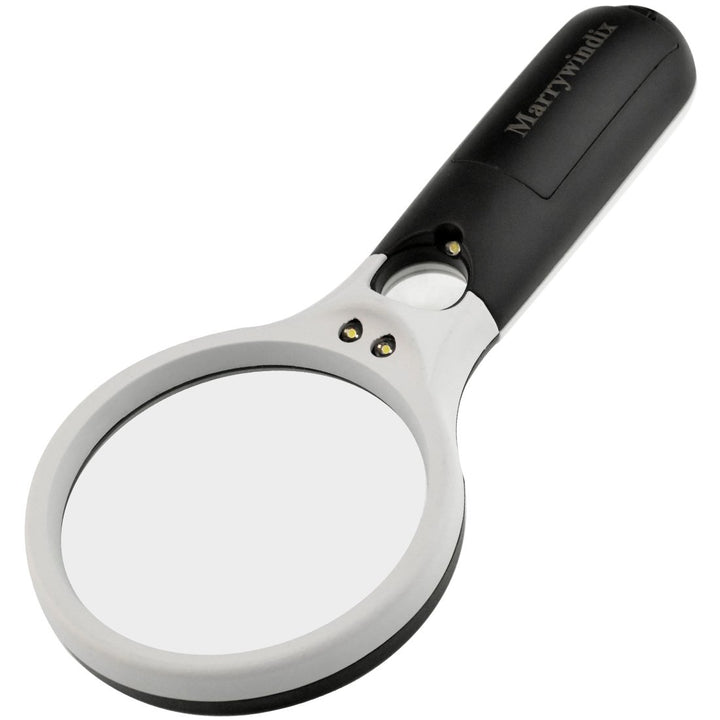 3 LED Light 3X 15X Handheld Magnifier Reading Magnifying Glass Lens Jewelry Loupe White and Black
