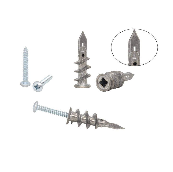 Zinc Self-Drilling Drywall Anchors with Stainless Steel Screw Kit, Heavy Duty Metal Wall Anchors and #8 x 1-1/4 Inches Screws, 60 Pieces in Total