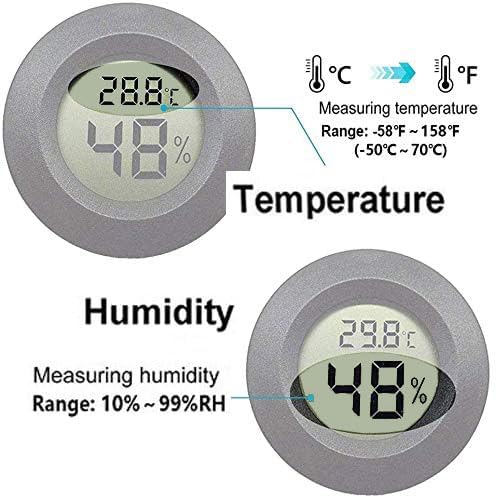 2 Pack Mini Digital Hygrometer Thermometer Gauge, Indoor Outdoor Temperature Humidity Meter for Greenhouse Humidors Incubators Reptile Terrarium Jars, Fahrenheit () or Celsius() (2)