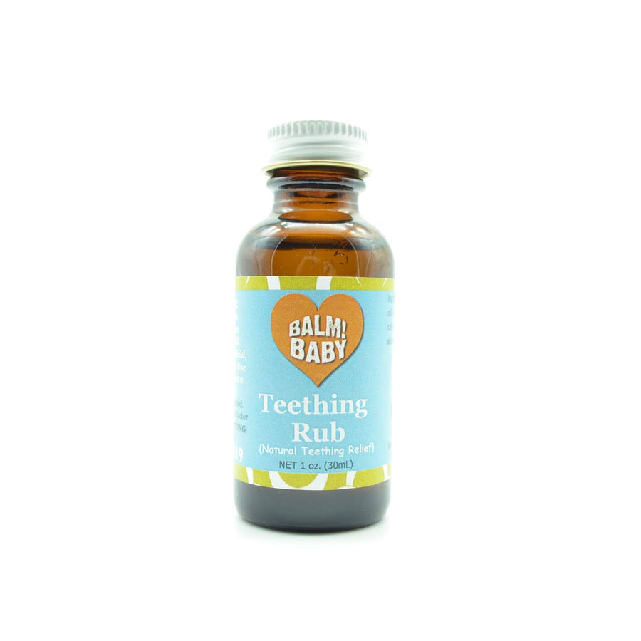 Teething Oil Rub - Baby Teething Relief - Vegan, All Natural & Organic Teething Aid with Chamomile & Clove - Gentle, Safe & Effective - 1 oz Glass Bottle - Plastic Free
