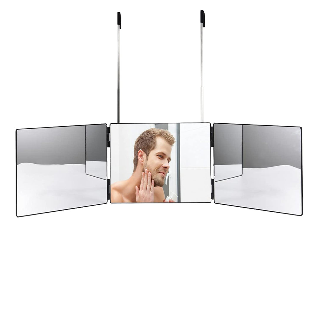 ,3 Way Mirror for Self Hair Cutting& Styling,The 360° Mirror,Adjustable Telescoping Hooks,Portable, Hands-Free