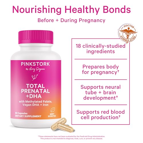 Total Prenatal Vitamins with DHA, Folate, Iron, Choline, and Vitamin B12 - Preconception Nutrition - Prenatals for Women, Pregnancy Must Haves - Mint Essence, 60 Capsules, 1 Month Supply