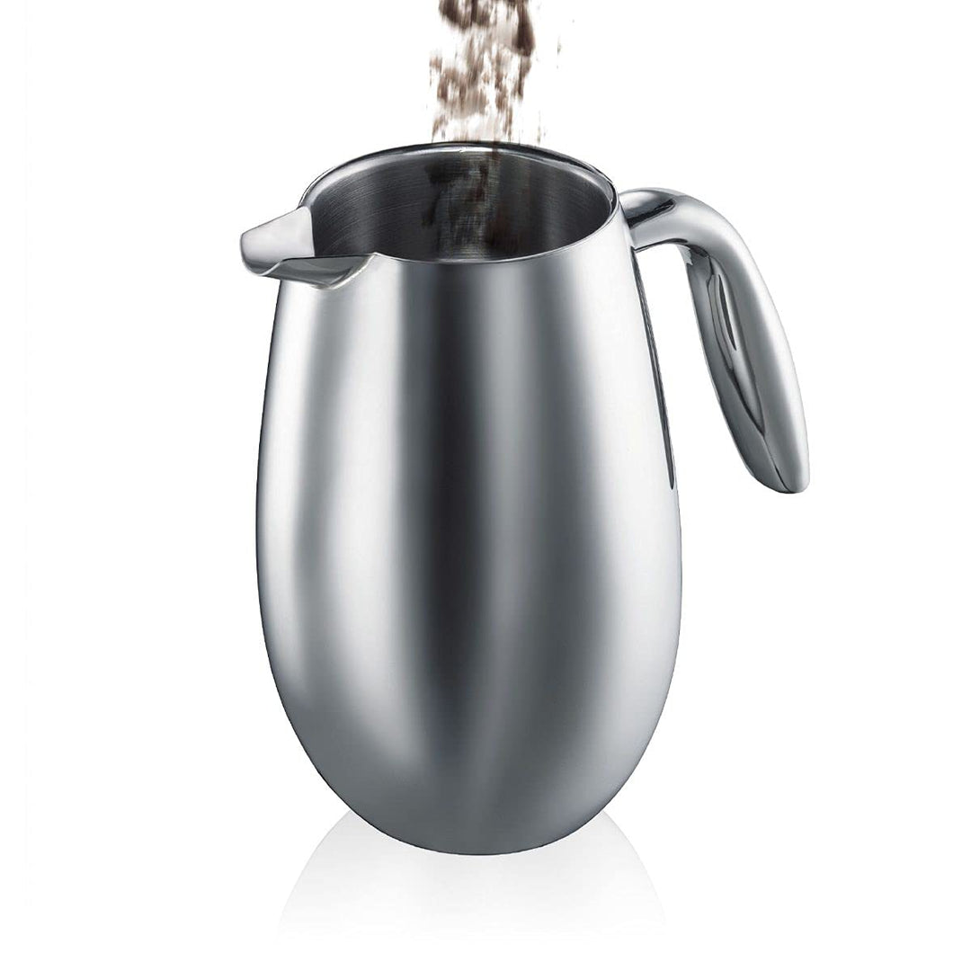 17 oz Columbia Thermal French Press Coffee Maker, Insulated Double Wall Stainless Steel, Chrome