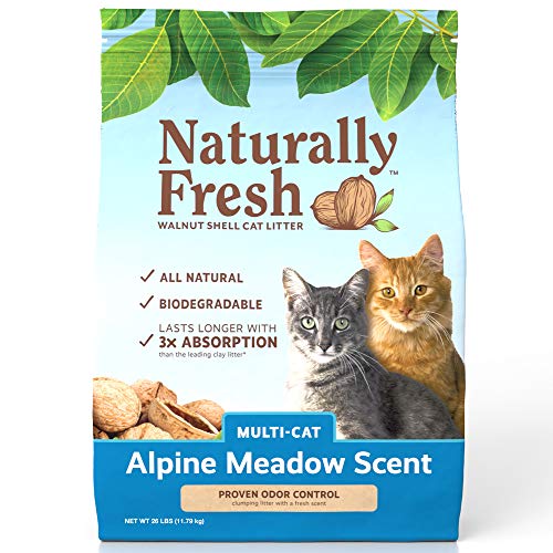 Eco-Shell Cat Litter Made From Walnut Shells, Multi-Cat, Alpine Meadow, Scented, Biodegradable, Dust-Free, Sustainable, 26 Lbs