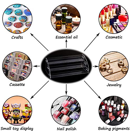 Clear Nail Polish Display Holder 2PCS 3 Layers, Acrylic Organizer Storage Tray Rack Stand Holder for Cosmetic Eyeglasses Lash Display