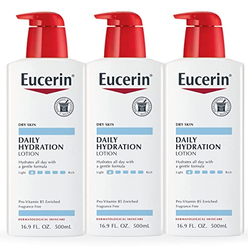 Daily Hydration Body Lotion for Dry Skin, Unscented Body Moisturizer with Sunflower Oil and Pro-Vitamin B5, 16.9 Fl Oz Bottle, Pack of 3