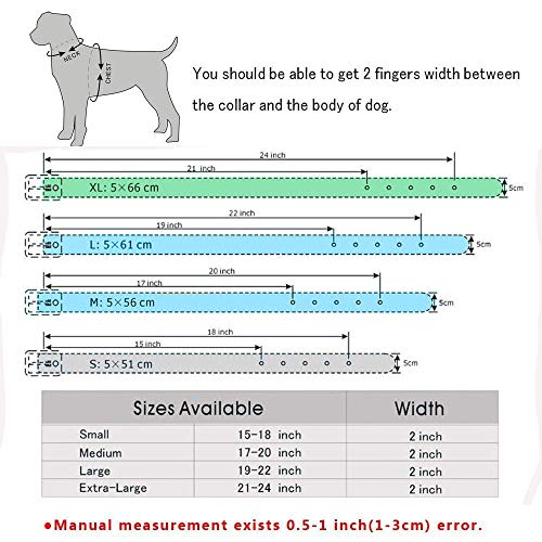 Sharp Spiked Studded Dog Collar 2 Inch Width Stylish Leather Dog Collars for Medium & Large Dogs Pitbull,Labrador,Boxer Rottweiler German Shepherd … (M, White)