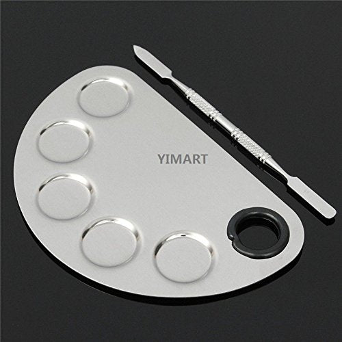 Stainless Steel Makeup Palette Cosmetic Five Holes Mixing Pallete Spatula