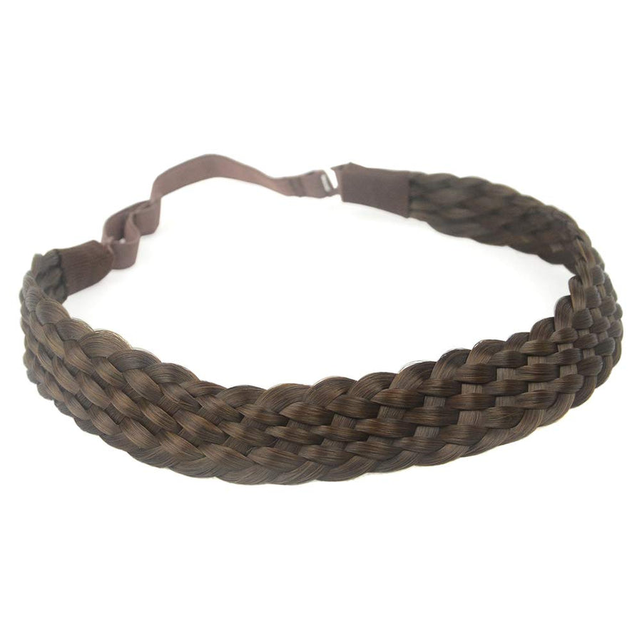 #Chocolate-8: Ahairbeauty 8 Plaited Braided Headband Hair Band Synthetic Hairpieces Braid Wig Piano Two Tone Colors Accessories For Women Girl With Elastic Strap Wide 1.2 Inch (#C