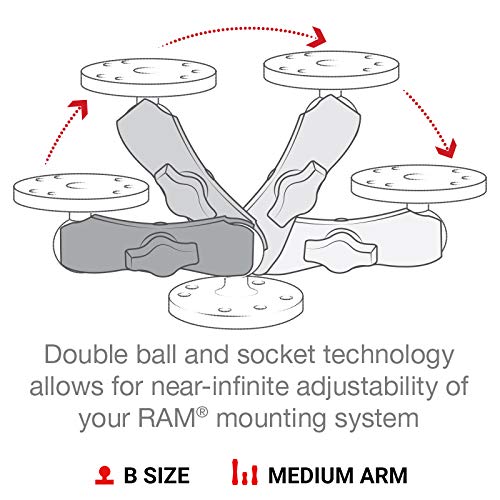 RAM Mounts RAP-B-201U Composite Double Socket Arm with Medium Arm Compatible with RAM B Size 1 Ball Components