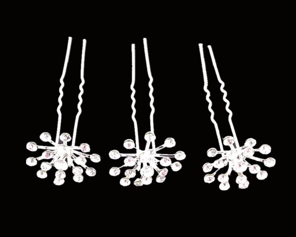 10pcs Bling Starry Crystal Rhinestone Bridal Wedding Hair Pins Women Headwear Hair Accessories (Clear)