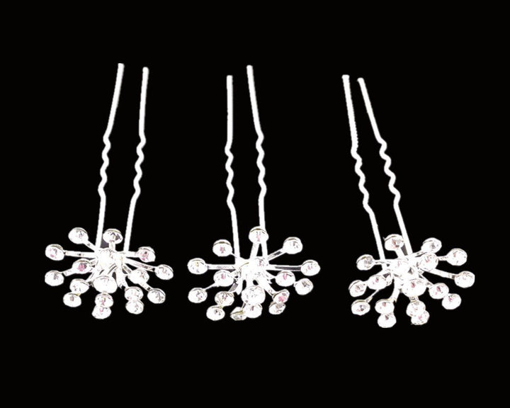 10pcs Bling Starry Crystal Rhinestone Bridal Wedding Hair Pins Women Headwear Hair Accessories (Clear)