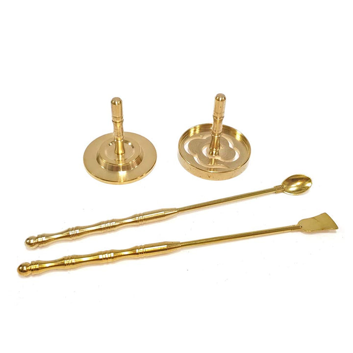 Shape Incense Mold Tool Set - Brass Cloud Shape Mold + Brass Spoon & Shovel + Brass Press + Agarwood Powder + Sandalwood Powder