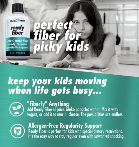 - Ready Fiber - Prebiotic Liquid Fiber Supplement for Women, Men and Kids - 15 Fl Oz - 15-30 Servings, Unflavored - Easier Than Gummies, Powders and Pills