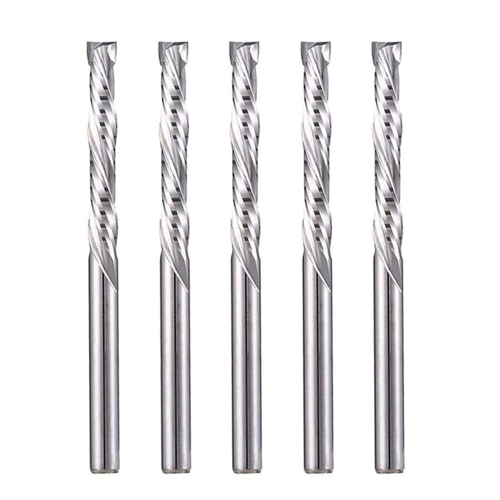Carbide End Mills Up & Down Cut 1/8 Inch Shank,CNC Spiral Router Bits(3.175x22mm) Compression Bit 2 Flutes Milling Cutter for Engraving Milling 3D sculpturing Roughing Composite Multilayer Pack Of 5