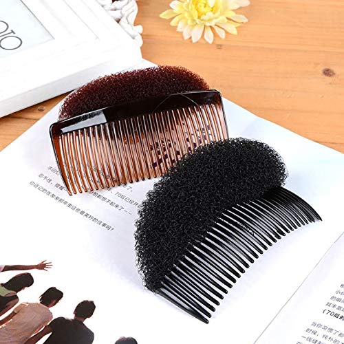 2 Pcs French style Bun Maker Braid Tool,Charming Bump It Up Volume Inserts Do Beehive Hair Styler Tool for Girl Woman Hair Accessories(Black,Brown)