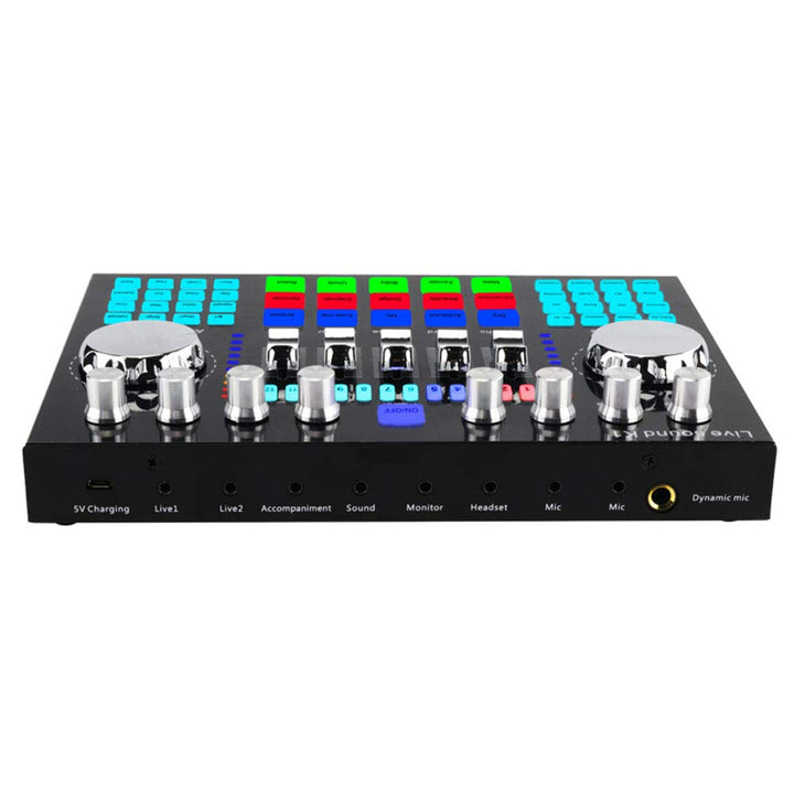 Live Sound Card, Mini Sound Mixer Board for Live Streaming, Portable Bluetooth Voice Changer Sound Card with Multiple Sound Effects, Sound Audio Mixer Board for Music Recor-ding