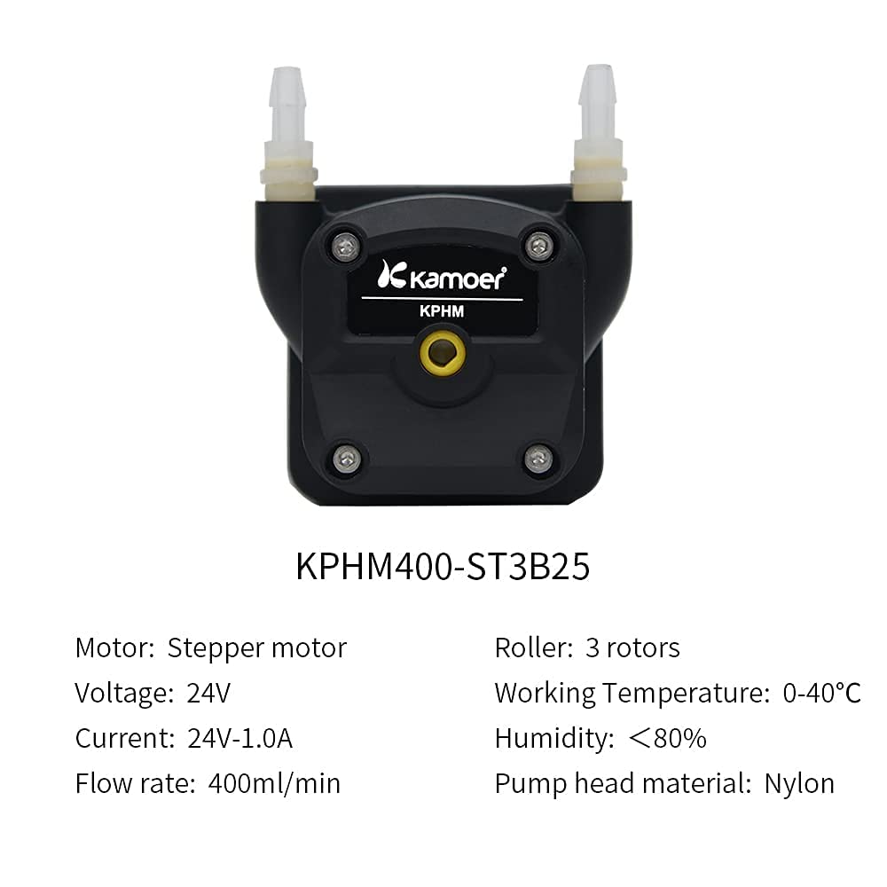 Stepper peristaltic pump 24V high flow Kamoer KPHM400 lab liquid dosing pump 400ml/min variable speed