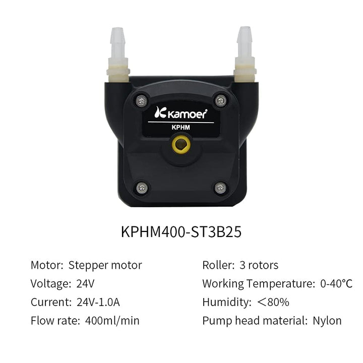 Stepper peristaltic pump 24V high flow Kamoer KPHM400 lab liquid dosing pump 400ml/min variable speed