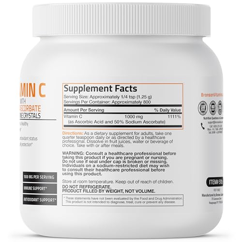 Buffered Vitamin C Powder Ascorbic Acid Buffered with Sodium Ascorbate Soluble Fine Crystals – Promotes Healthy Immune System and Cell Protection – Powerful Antioxidant - 1 Kilogram (2.2 Lbs)