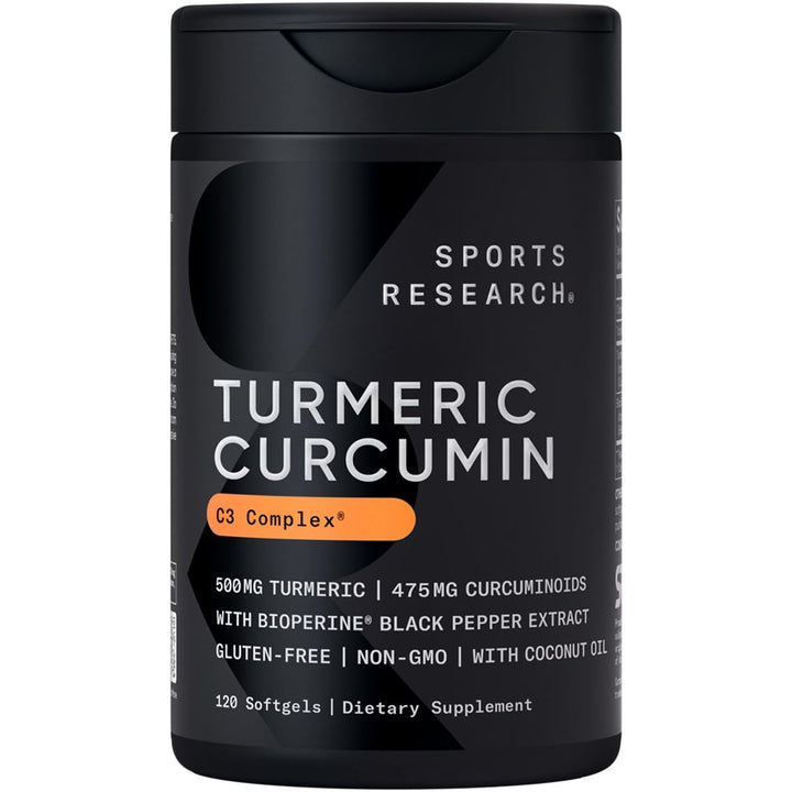 Turmeric Curcumin C3 Complex - Softgels with Bioperine Black Pepper Extract & Organic Coconut Oil, Standardized 95% Curcuminoids - Non-GMO Verified & Gluten Free - 500mg, 120 Count