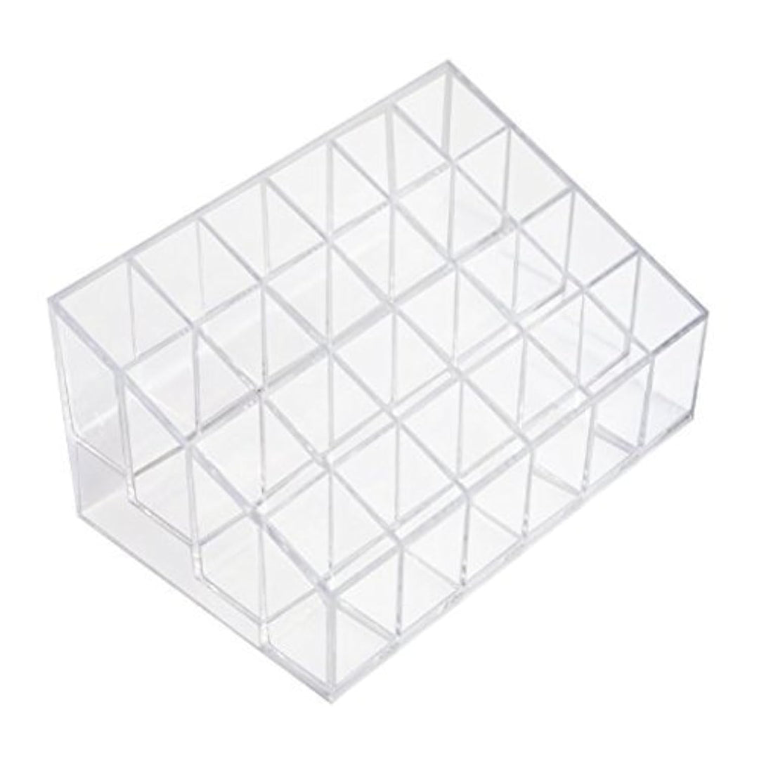 Transparent Cosmetic Makeup Organizer Clear 24 Lattices Lipsticks Cosmetic Lotion Makeup Organizer Storage Display Holder Stand