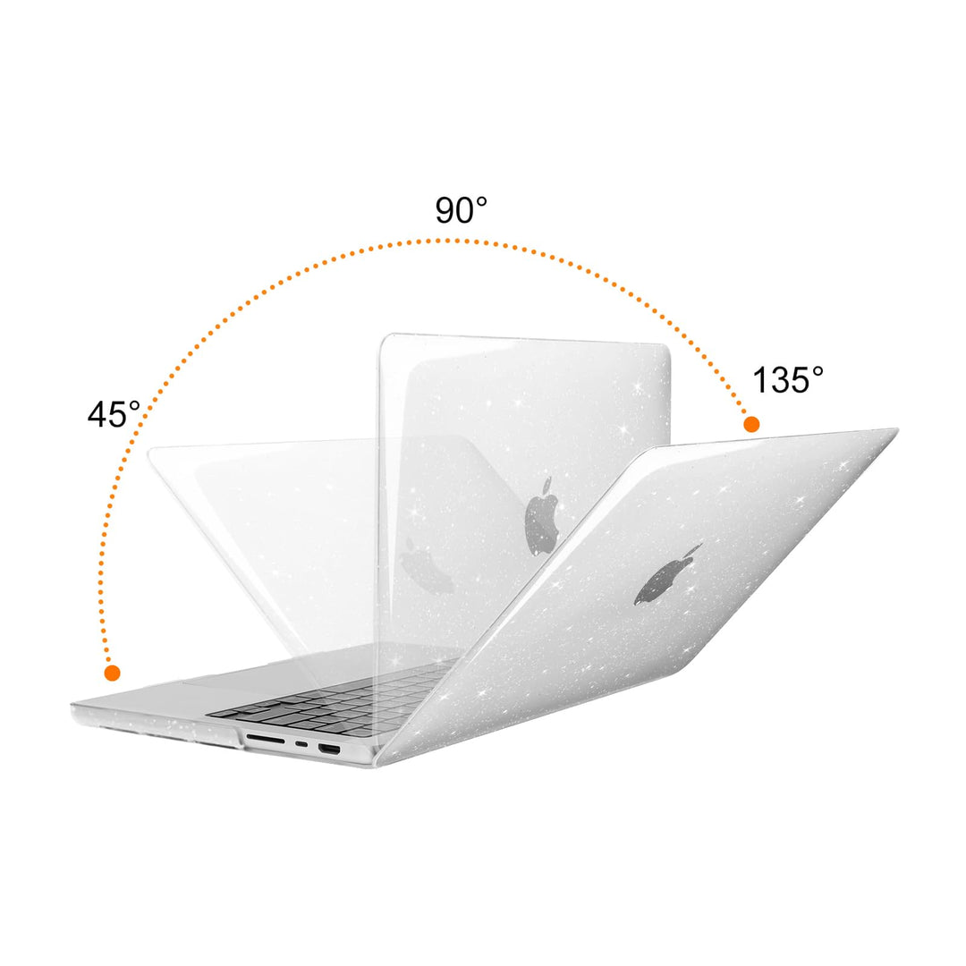 Compatible with MacBook Pro 14 inch Case 2024-2021 M4 M3 M2 M1 A3112 A3185 A3401 A2918 A2992 A2779 A2442, Sparkly Glitter Plastic Hard Shell&Keyboard Cover&Screen Film&Storage Bag, Transparent