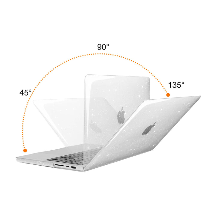 Compatible with MacBook Pro 14 inch Case 2024-2021 M4 M3 M2 M1 A3112 A3185 A3401 A2918 A2992 A2779 A2442, Sparkly Glitter Plastic Hard Shell&Keyboard Cover&Screen Film&Storage Bag, Transparent