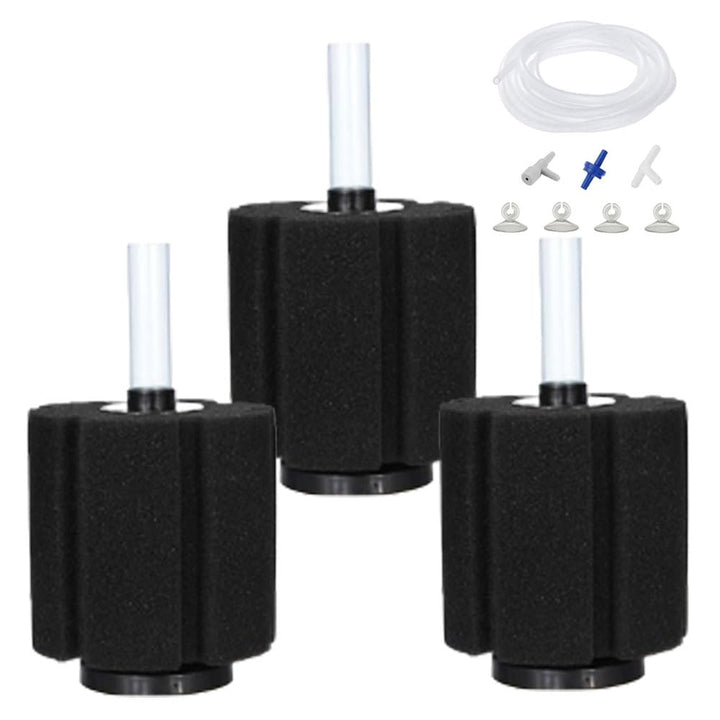 AQUAPAPA Bio Sponge Filter for Betta Fry Aquarium Fish Tank Up to 60 Gallon Each, 3-Pack (L)