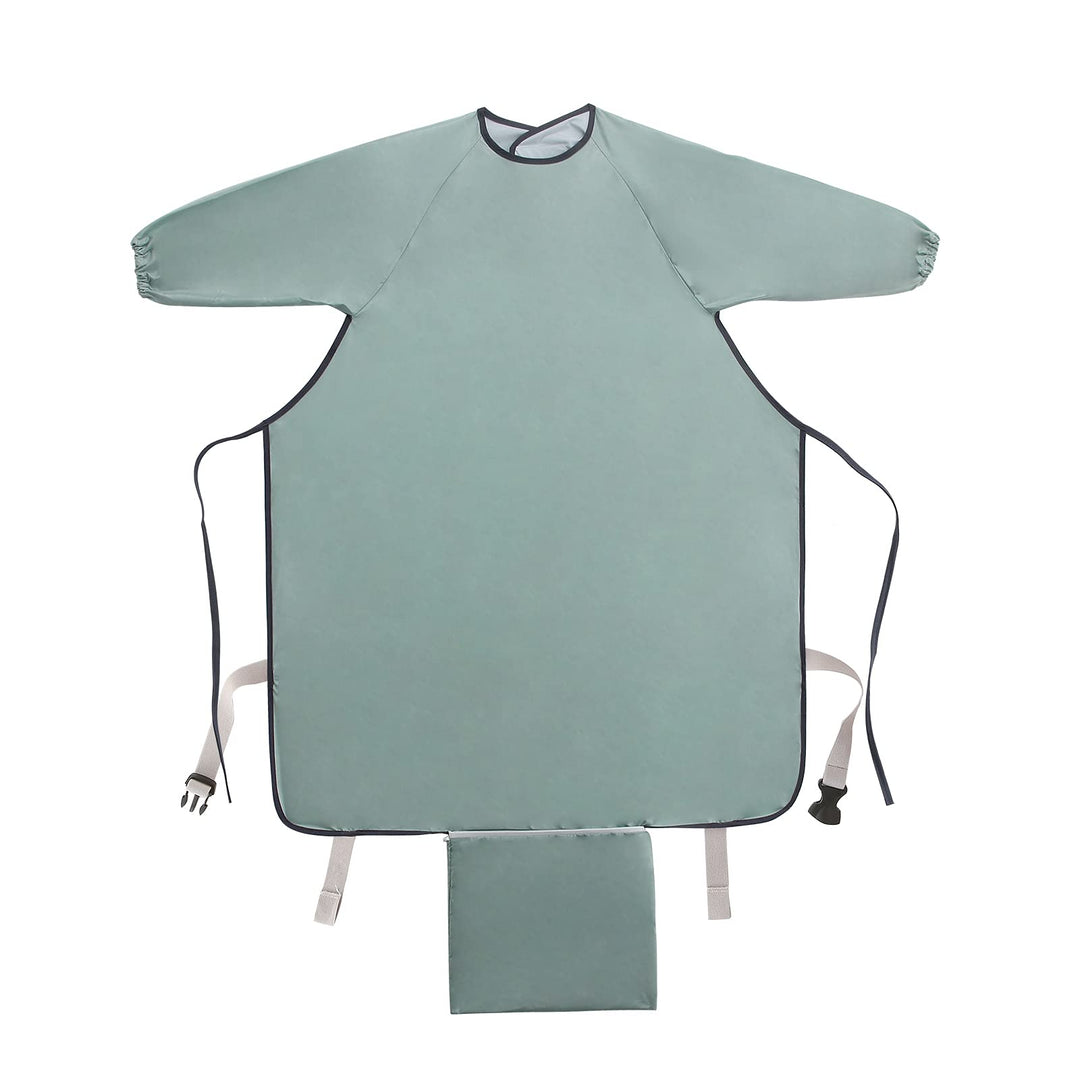 Baby Weaning Bibs anti-dirty Highchair Waterproof Long Sleeved Bib Set Stain Odor Resistance Play Smock Apron 6-36 Months (Sleeved Green)