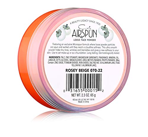 Coty Loose Face Powder 2.3 oz. Rosey Beige Tone Loose Face Powder, for Setting Makeup or Foundation, Lightweight, Long Lasting, Pink,Pack of 1