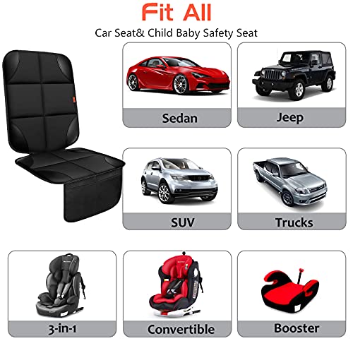 Car Seat Protector 1 Pack Car Seat Cushion Mat Thickest Padding,Waterproof 600D Fabric Car Seat Covers for Non-Slip Backing Mesh Pockets for Baby and Pet (1 Seat Protector)