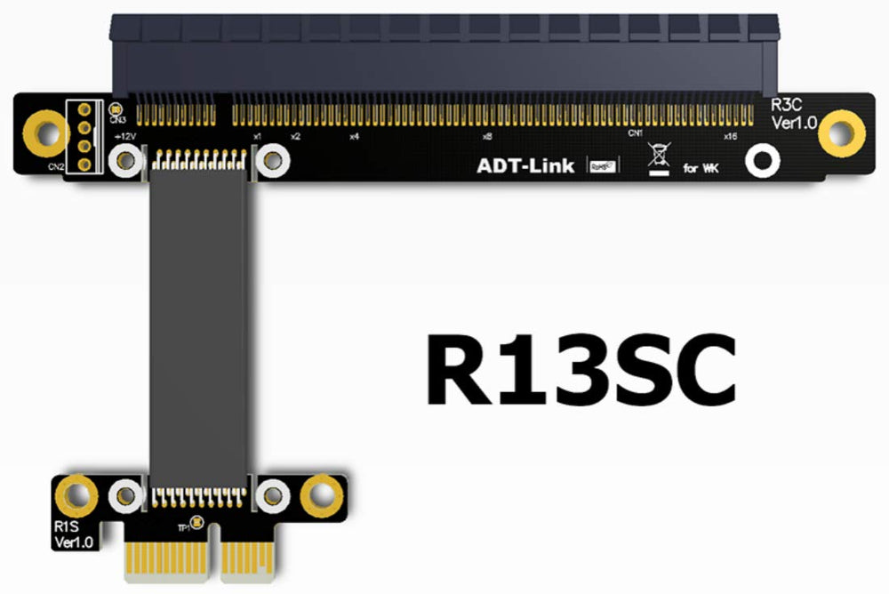 Riser PCI-E 3.0 16x to x1 PCIe x16 x1 PCI Express Riser Mining Graphics Card Extension Cable R13SC 25cm with Power Line (No Power Cable)