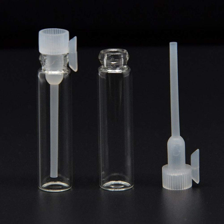 100 Pcs Empty Perfume Sample Bottles Mini Glass Refillable Sample Vial Containers with Clear Cap for Aromatherapy, Essential Oil, Fragrance and Liquid (1ml)