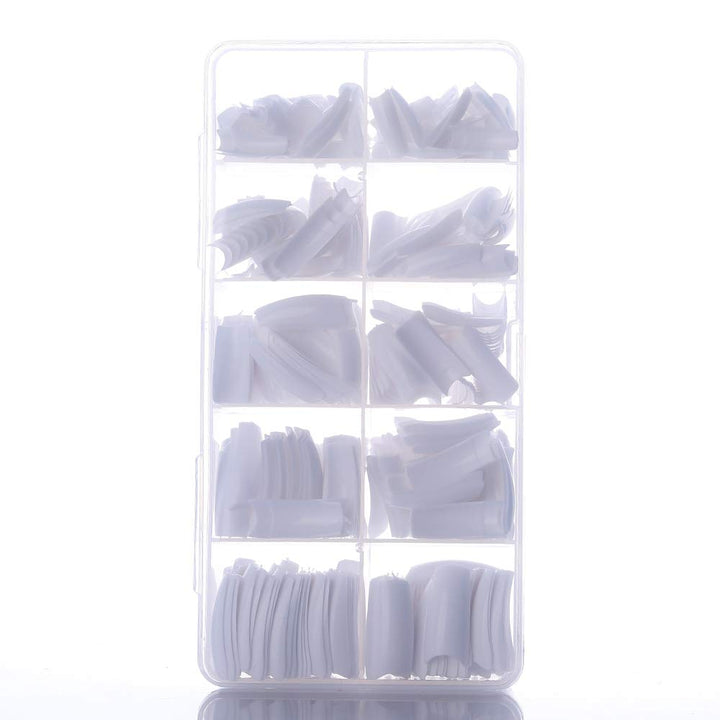 White: 500Pcs White French Acrylic Style Artificial False Nails Tips With Box (White)