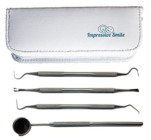 1 Dentist Tools Kit - A Grade Stainless Steel Dental Hygiene Set, Tarter Remover, Dental Pick, Dental Scraper, Mouth Mirror and FREE Protective Case