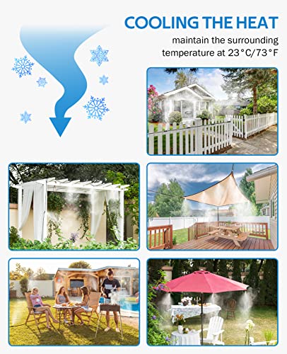 HOMENOTE Misting Cooling System 59FT (18M) Misting Line + 20 Brass Mist Nozzles + Brass Adapter(3/4) Outdoor Mister for Patio Backyard Garden Greenhouse Watering