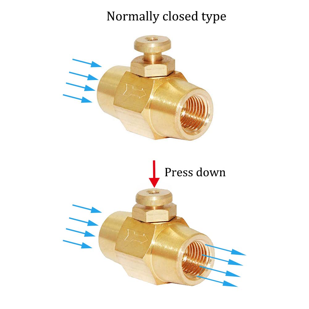 Brass 1/4 NPT Female Thread Push Button Check Valve Switch Shut-off Valve