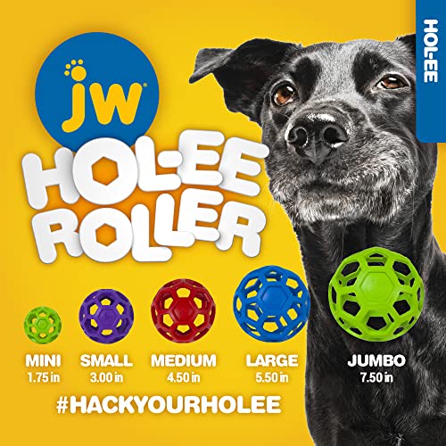 Hol-ee Roller Dog Toy Puzzle Ball, Natural Rubber, Medium (4.5 Inch Diameter), Colors May Vary
