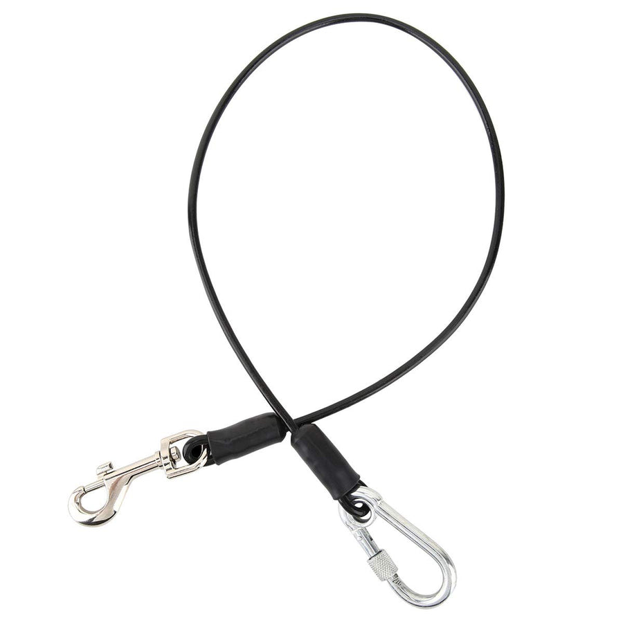DogSeatbelt, Chew-Proof Leash Extender, Coated Steel Rope Restraint Car Safety Seat Belt Clip Strap, 360° Rotation Hook Heavy Duty Carabiner Steel Cable Dog Headrest Support, 26 Inch, Black