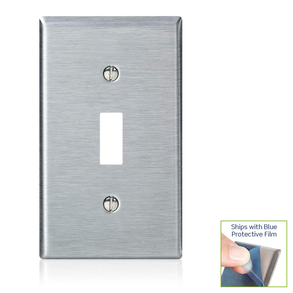 1 Pack, Stainless Steel : 84001-40 1-Gang Toggle Device Switch Wallplate, Standard Size, Device Mount, Stainless Steel