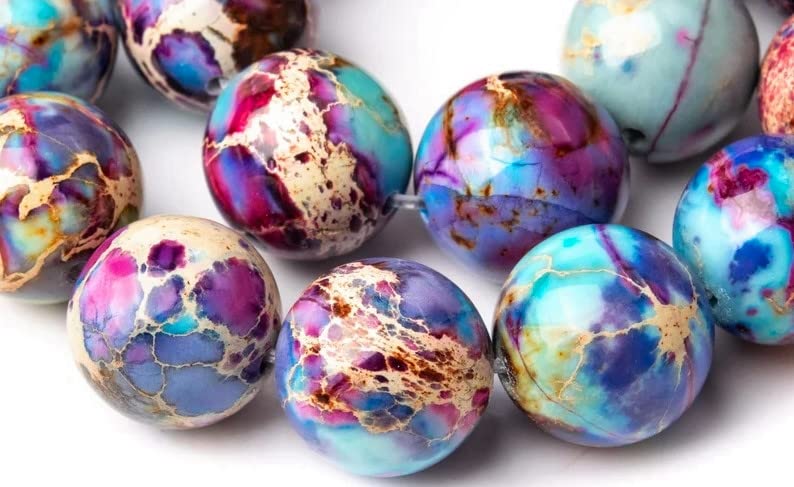 108 Pcs Sea Sediment Imperial Jasper Beads for Jewelry Making 8 MM Colorful Imperial Jasper Gemstones Loose Stone Beads