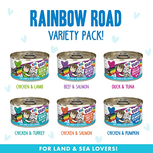 B.F.F. OMG - Best Feline Friend Oh My Gravy!, Variety Pack, Rainbow Road, Wet Cat Food by, 2.8oz Can (Pack of 12)